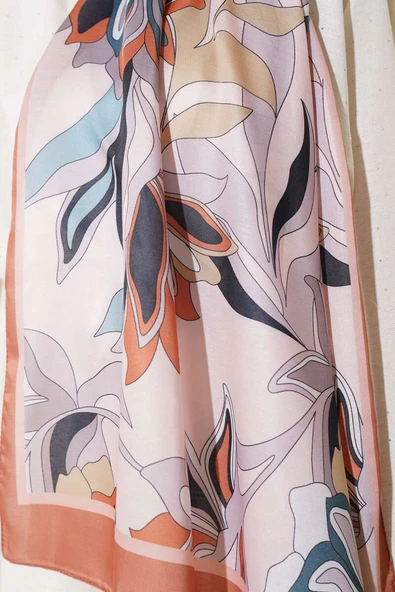 Çiçek Çizgili Soft Şal Taba - Resim 4