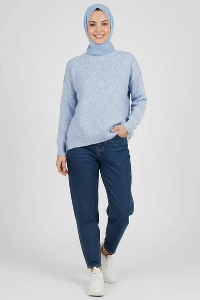 Salaş Yumoş Triko Kazak Mavi - Resim 2