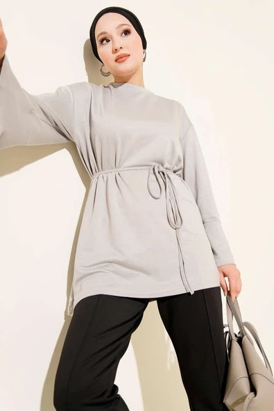 Loyşa Bilek İp Bağlamalı Tunik Gri ürün görseli