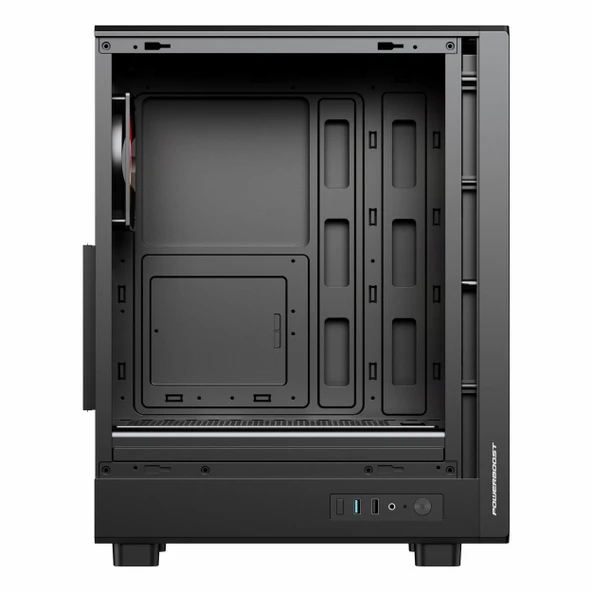 PowerBoost PB-A5065B 650W 80+ Bronz USB 3.2 ARGB eATX Mid Tower Siyah Kasa - Resim 3