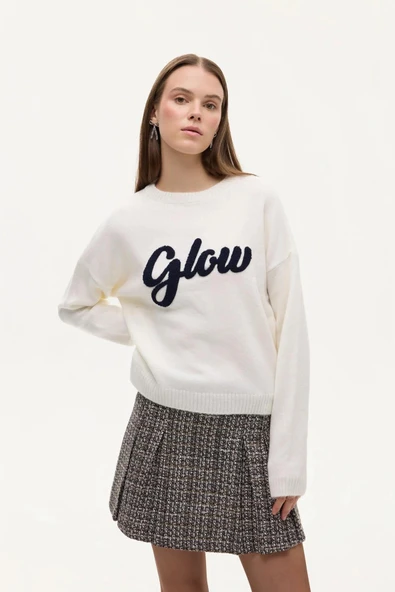 Quzu Yazı Detaylı Kadın Triko