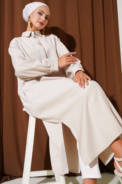 Gizli Düğmeli Tensel Tunik Taş ürün görseli