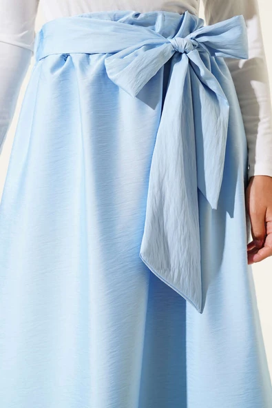 Kendinden Kuşaklı Kloş Etek Bebe Mavi - Resim 4