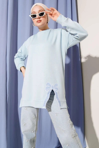 Loyşa Kurdele Nakış Detaylı Tunik Bebe Mavi ürün görseli