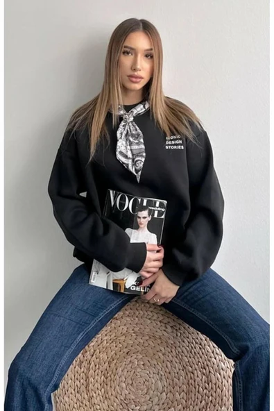 Quzu Fular Detaylı Kadın Sweatshirt - Resim 5
