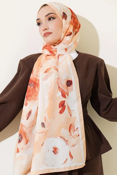 Retro Rose Desen Şal Somon ürün görseli 1