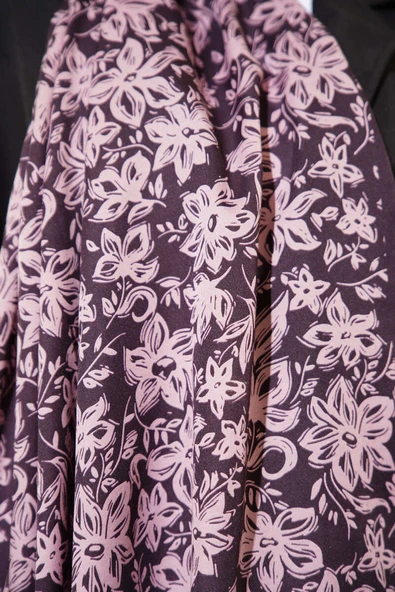 Liora Desenli Soft Şal Mürdüm -15 - Resim 4