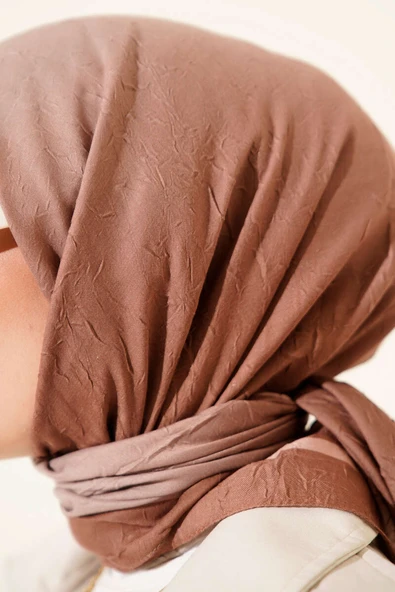 Şeritli Bambu Kraş Eşarp Camel - Resim 4