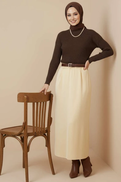 Oversize Triko Kazak Kahve - Resim 2