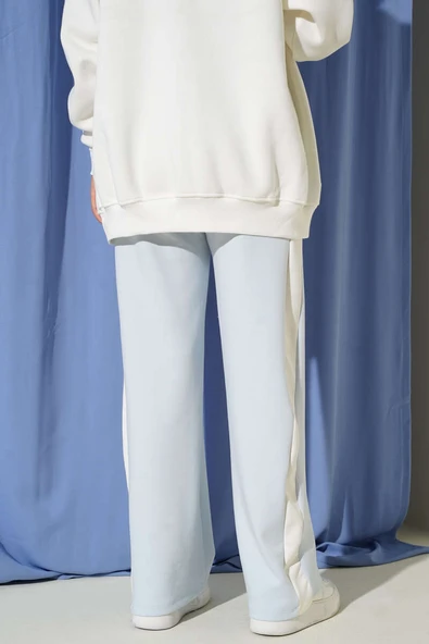 Loyşa Yan Şeritli Bel Lastikli Pantolon Bebe Mavi - Resim 3