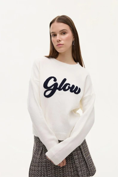 Quzu Yazı Detaylı Kadın Triko - 4