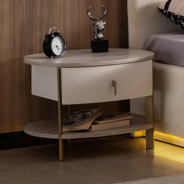 Karyola, Blesk Alya Ledli Bazalı Karyola, Komodin - Resim 6