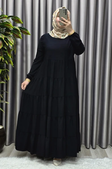 Kadın Tesettür Giyim 5 Katlı Endonezya Krebi Elbise - Resim 7