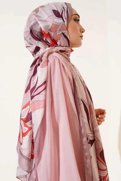 Çiçek Çizgili Soft Şal Sütlü Kahve - Resim 3