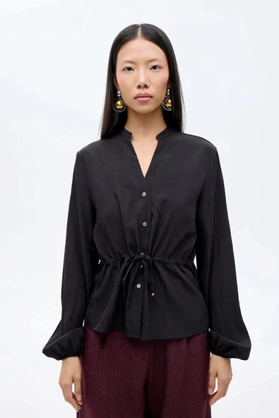 Quzu Önü Bağlama Detaylı Kadın Gömlek ürün görseli