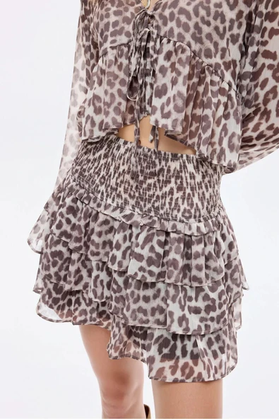 Quzu Katmanlı Mini Etek - Resim 3