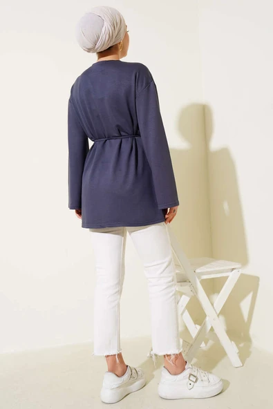 İspanyol Kol Bağcıklı Tunik Füme - Resim 3