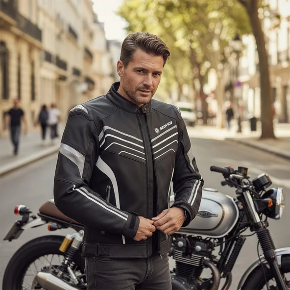 SCOYCO JK153 SİYAH GRİ KORUMALI MOTOSİKLET MONT - Resim 3