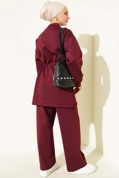 Bel Tünelli Scuba İkili Takım Bordo - Resim 3