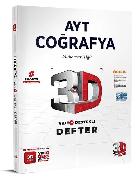 3D Yayınları Sınav Hazırlık AYT Video Destekli Defter VDD Coğrafya 2025 2026 Yeni Baskı Sezon ürün görseli