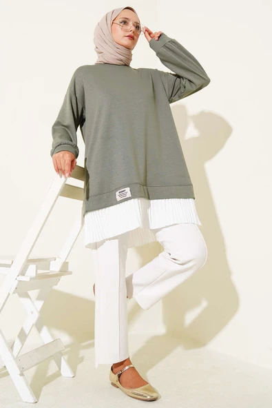 Loyşa Eteği Pileli Tunik Haki - 2