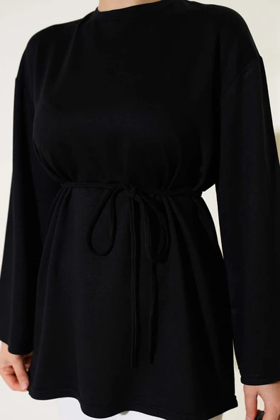 İspanyol Kol Bağcıklı Tunik Siyah - Resim 4