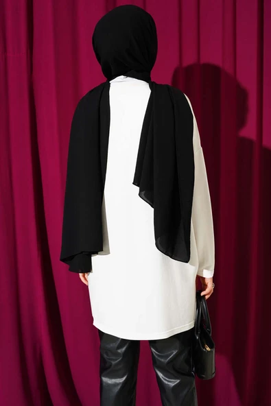 Kalp Detaylı Basic Tunik Ekru - Resim 3