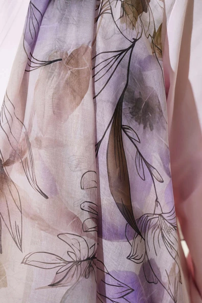 Lilyum Desen Ebruli Şal Lila - Resim 4