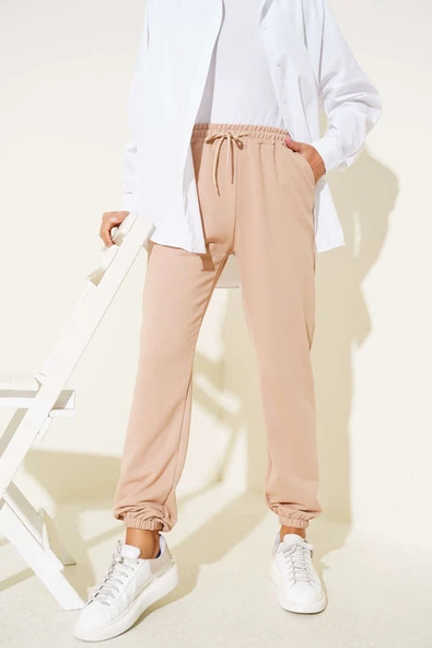 Bel Ve Bilek Lastikli Jogger Pantolon Camel - Resim 2