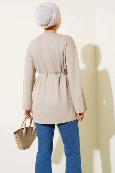 İspanyol Kol Bağcıklı Tunik Bej - Resim 3