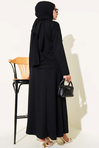 Loyşa Brit Düğmeli Etekli İkili Takım Siyah - Resim 3