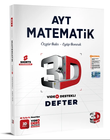 3D Yayınları Sınav Hazırlık AYT Video Destekli Defter VDD Matematik 2025 2026 Yeni Baskı Sezon ürün görseli