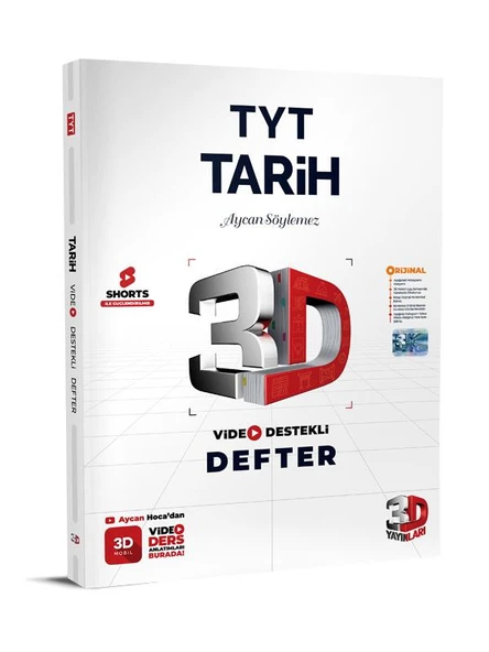 3D Yayınları TYT Video Destekli Defter VDD Tarih 2025 2026 Yeni Baskı Sezon ürün görseli