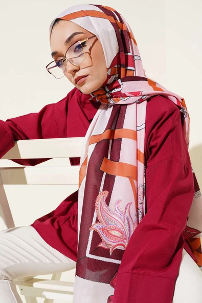 Kemer Desenli Soft Şal Pembe - Resim 2