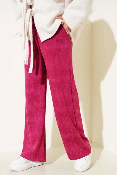 Loyşa Palazzo Pantolon Bordo - Resim 2