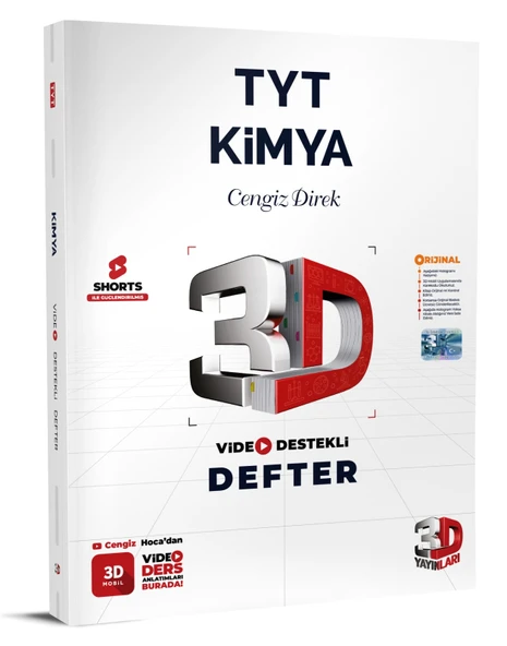 3D Yayınları TYT Sınav Hazırlık Video Destekli Defter VDD Kimya 2025 2026 Yeni Baskı Sezon ürün görseli