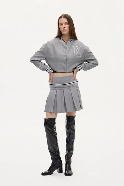 Quzu Ribana Detaylı Pileli Etek