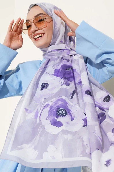 Retro Rose Desen Şal Gri ürün görseli 1