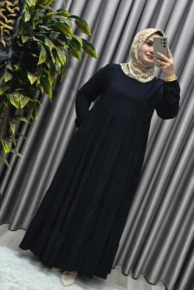 Kadın Tesettür Giyim 5 Katlı Endonezya Krebi Elbise - Resim 6