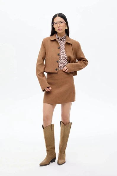 Quzu Vatkalı Kadın Ceket - Resim 4