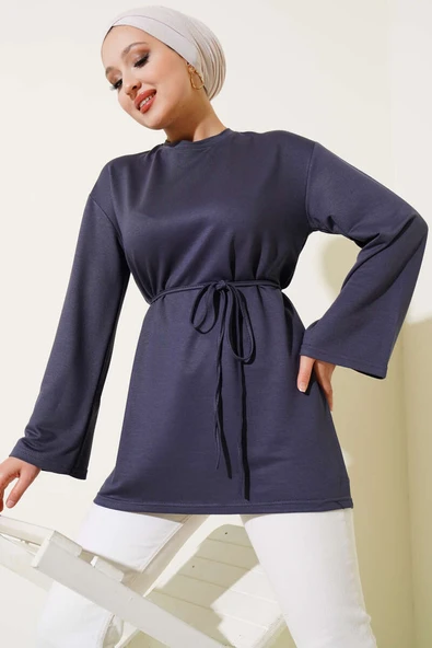 İspanyol Kol Bağcıklı Tunik Füme ürün görseli