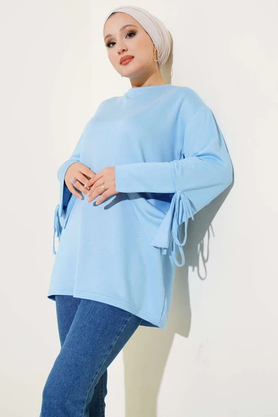Loyşa Bilek İp Bağlamalı Tunik Mavi ürün görseli