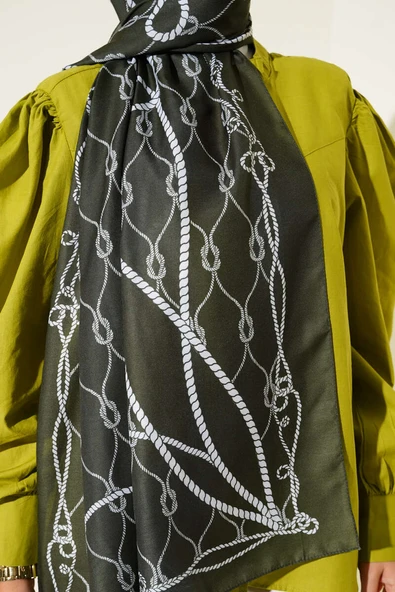 Halat Desenli Soft Şal Zümrüt - Resim 4