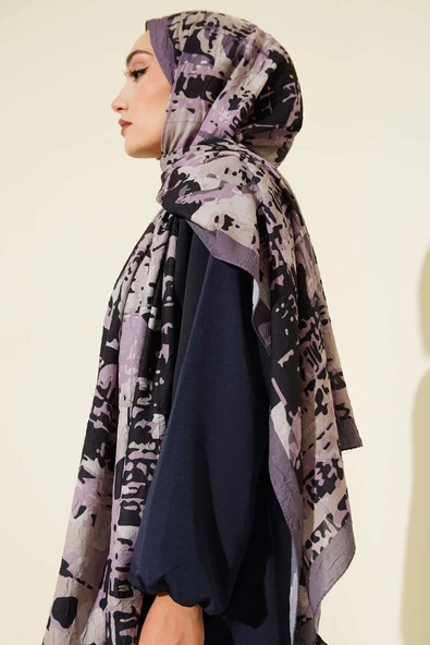 Kamuflaj Desenli Bambu Kraş Şal Koyu Vizon -08 - Resim 3