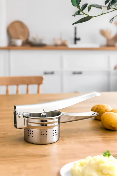 Porsima 76850 Patates Ezici Paslanmaz Metal Patates Ezici Püre Yapıcı Patates Ezeceği 27cm - Resim 3