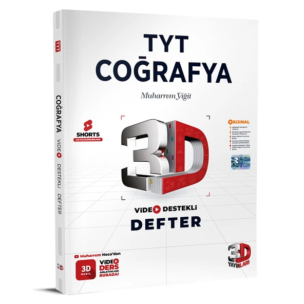 3D Yayınları Sınav Hazırlık TYT Video Destekli Defter VDD Coğrafya 2025 2026 Yeni Baskı Sezon ürün görseli