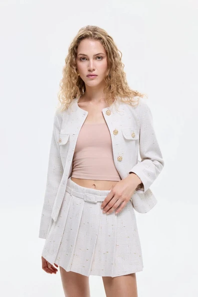 Quzu Kemer Ve Pileli Tüvit Kadın Şort Etek - 3