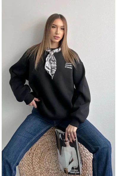 Quzu Fular Detaylı Kadın Sweatshirt - Resim 2