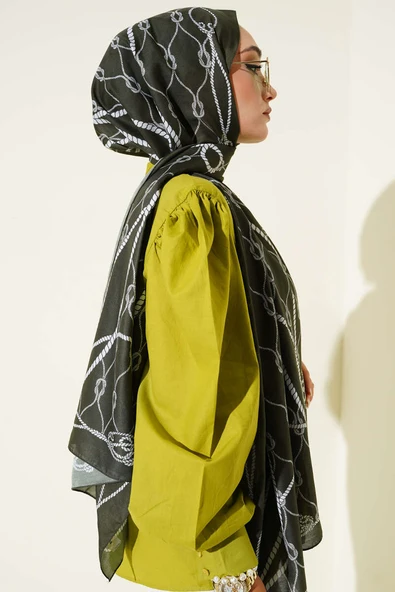 Halat Desenli Soft Şal Zümrüt - Resim 3