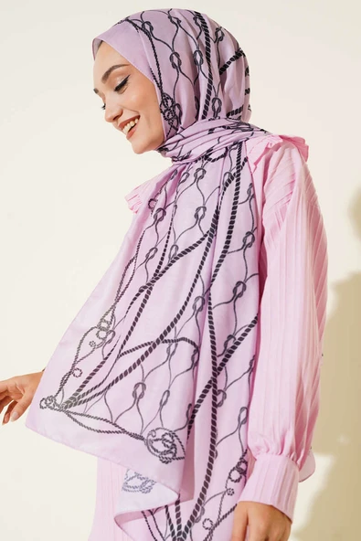 Halat Desenli Soft Şal Pudra - Resim 2